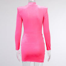 Cargar imagen en el visor de la galería, Nami Padded Shoulder Velvet Dress - Abundance Boutique
