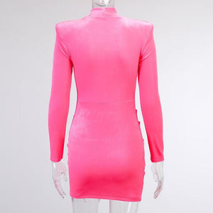 Nami Padded Shoulder Velvet Dress - Abundance Boutique