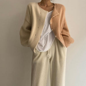 Knitted Patchwork Elegant Cardigan - Abundance Boutique