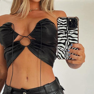 Sulie Faux Leather Crop Top - Abundance Boutique